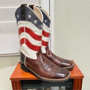 USA flag old west leather boots